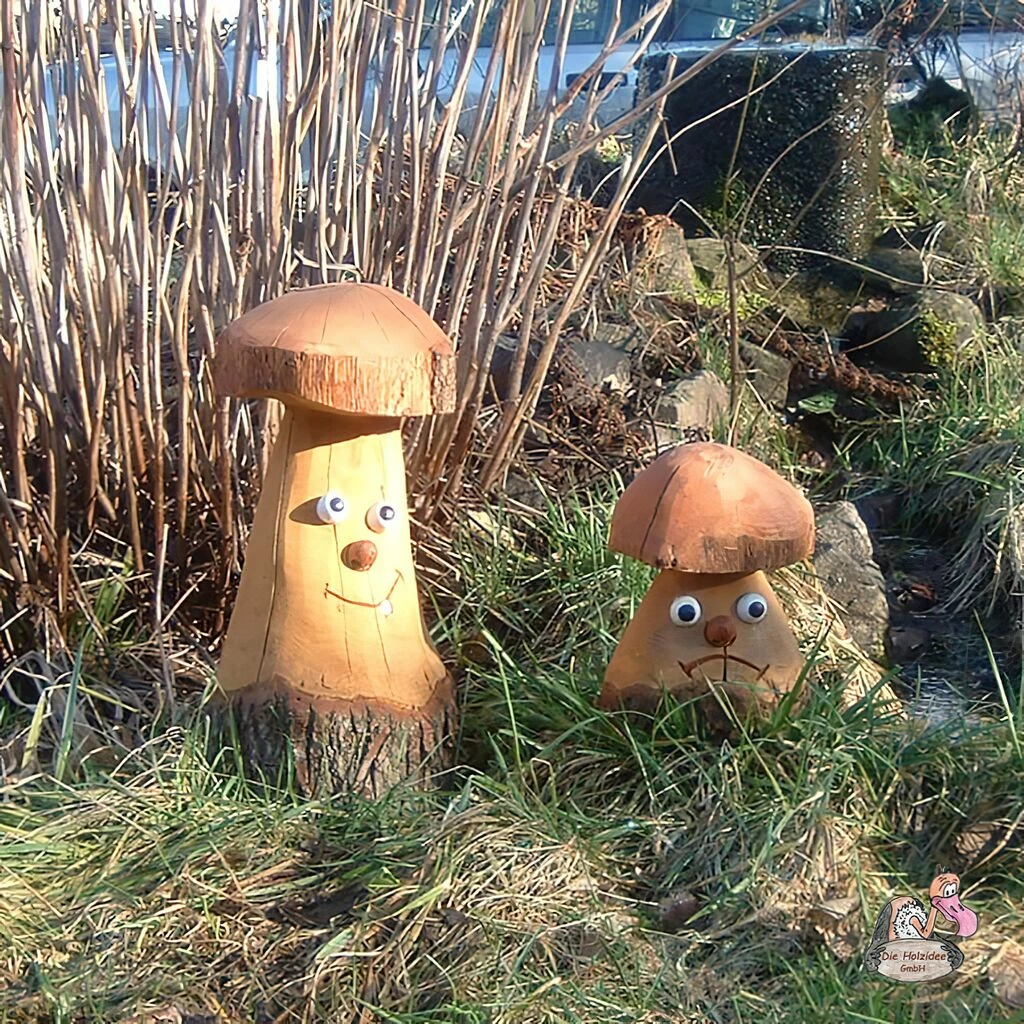 2er Set Dekofiguren - Einzigartige Pilzskulpturen Aus Holz - Pilze 4 2er Set Dekofiguren - Einzigartige Pilzskulpturen Aus Holz - Pilze – Bild 2