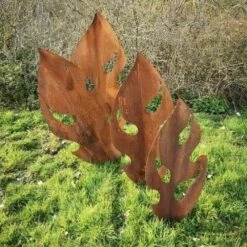 4er Set Gartendeko Blätter Aus Rost Metall - Zum Stecken Oder Legen - Martha -Outlet GARTENTRAUM Store 4er set gartendeko blaetter aus rost metall zum stecken oder legen martha3