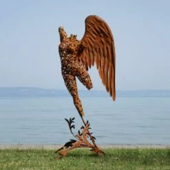 Abstrakte Engelskulptur Aus Metall Mit Floralen Elementen - Thalira -Outlet GARTENTRAUM Store abstrakte engelskulptur aus metall mit floralen elementen thalira5