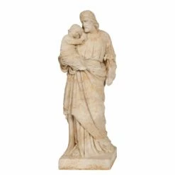 Ausdrucksvolle Steinguss Gartenstatue - Mann Mit Kind - Helge