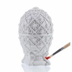 Bemalbares Gips Ei Mit Blumenornamenten - Kindergeeignet - Nesko