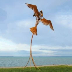 Besondere Flugzeug Gartenplastik Groß Aus Metall Mit Vogelflügeln - Vogelflugzeug