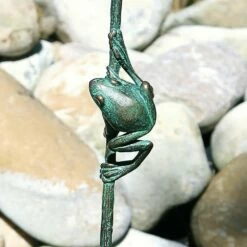 Besondere Tier Bronzeskulptur Für Den Garten - Frosch Auf Halm