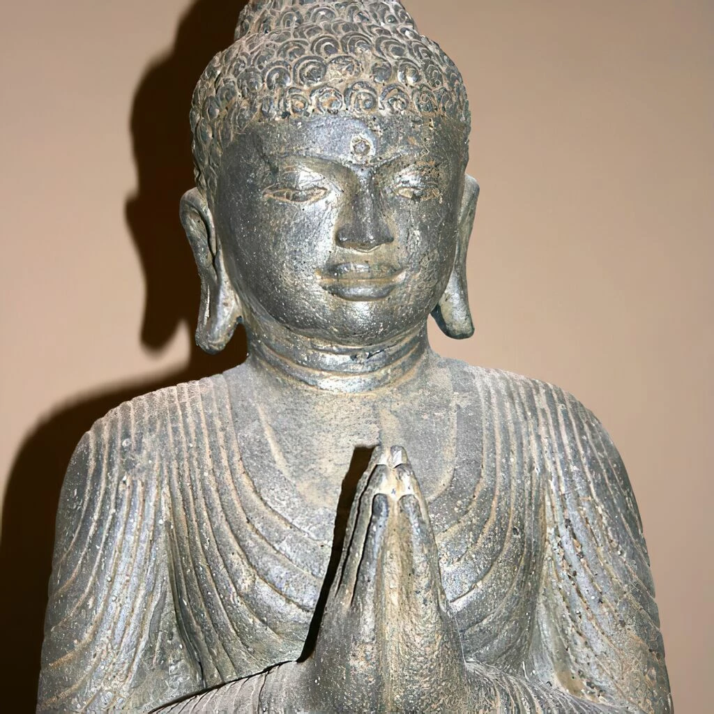 Betende Buddha Figur Aus Antik Steinguss - Bindra 5 Betende Buddha Figur Aus Antik Steinguss - Bindra – Bild 3