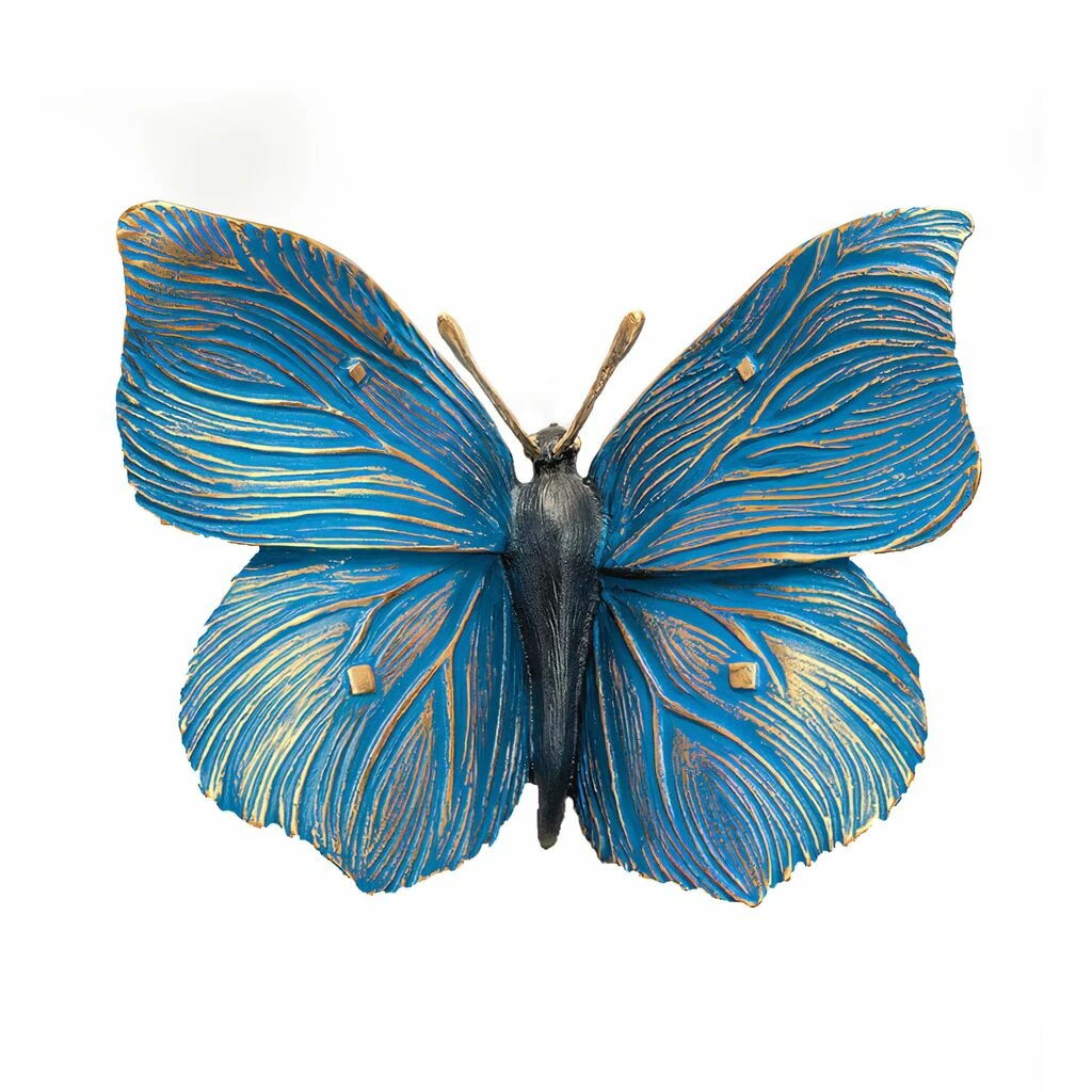 Blauer Bronze Schmetterling Zur Wandbefestigung - Schmetterling 4 Blauer Bronze Schmetterling Zur Wandbefestigung - Schmetterling – Bild 2