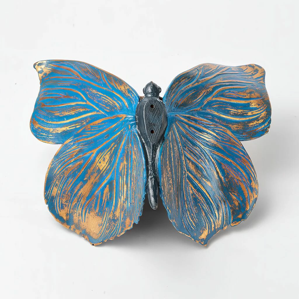 Blauer Bronze Schmetterling Zur Wandbefestigung - Schmetterling 5 Blauer Bronze Schmetterling Zur Wandbefestigung - Schmetterling – Bild 3