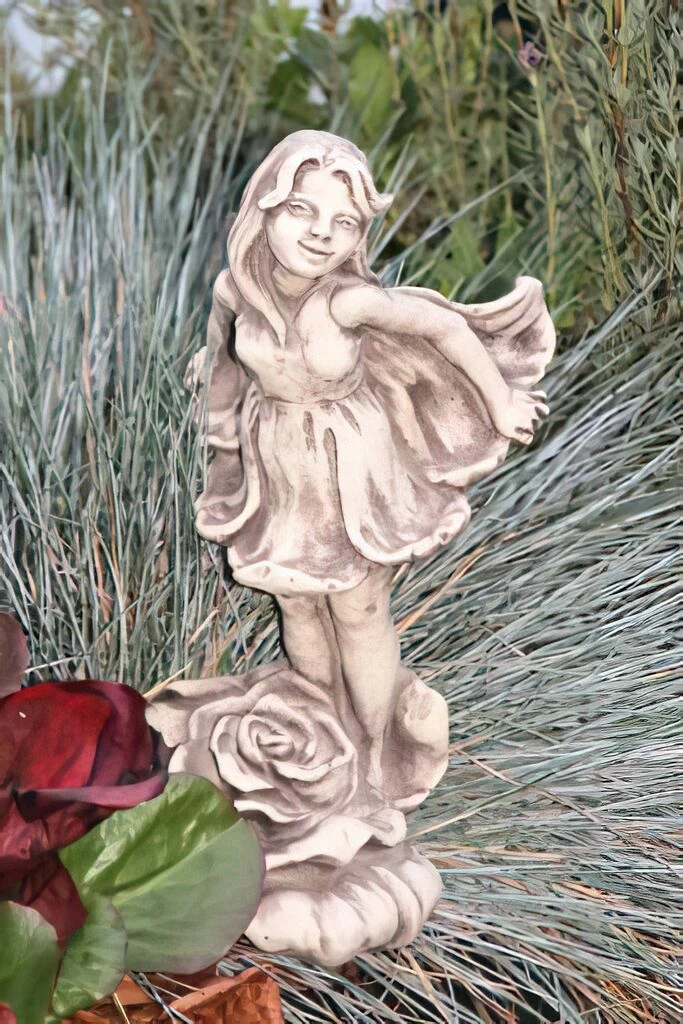 Blumenmädchen Mit Rose Aus Steinguss - Rosali 4 Blumenmädchen Mit Rose Aus Steinguss - Rosali – Bild 2