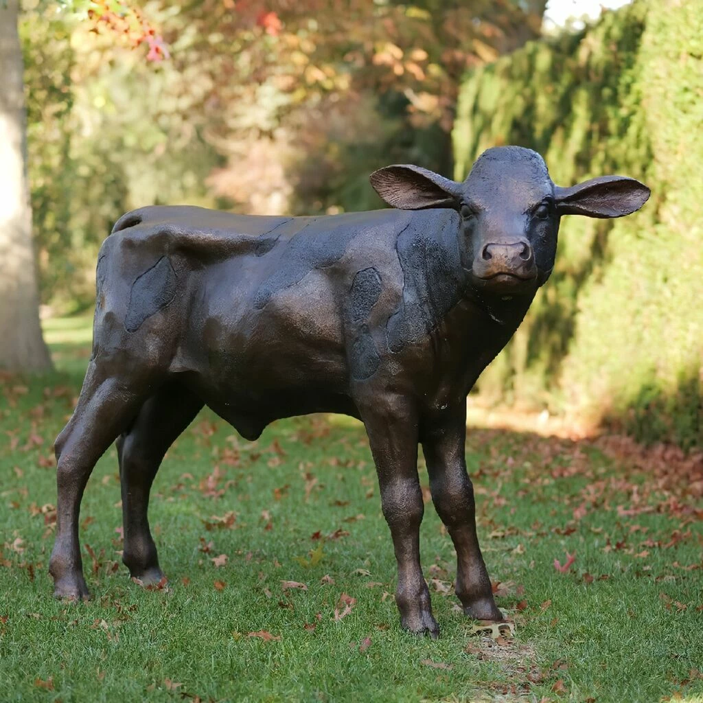 Braune Bronze Tierfigur Kuh-Kalb Stehend - Kalb Orin 3 Braune Bronze Tierfigur Kuh-Kalb Stehend - Kalb Orin