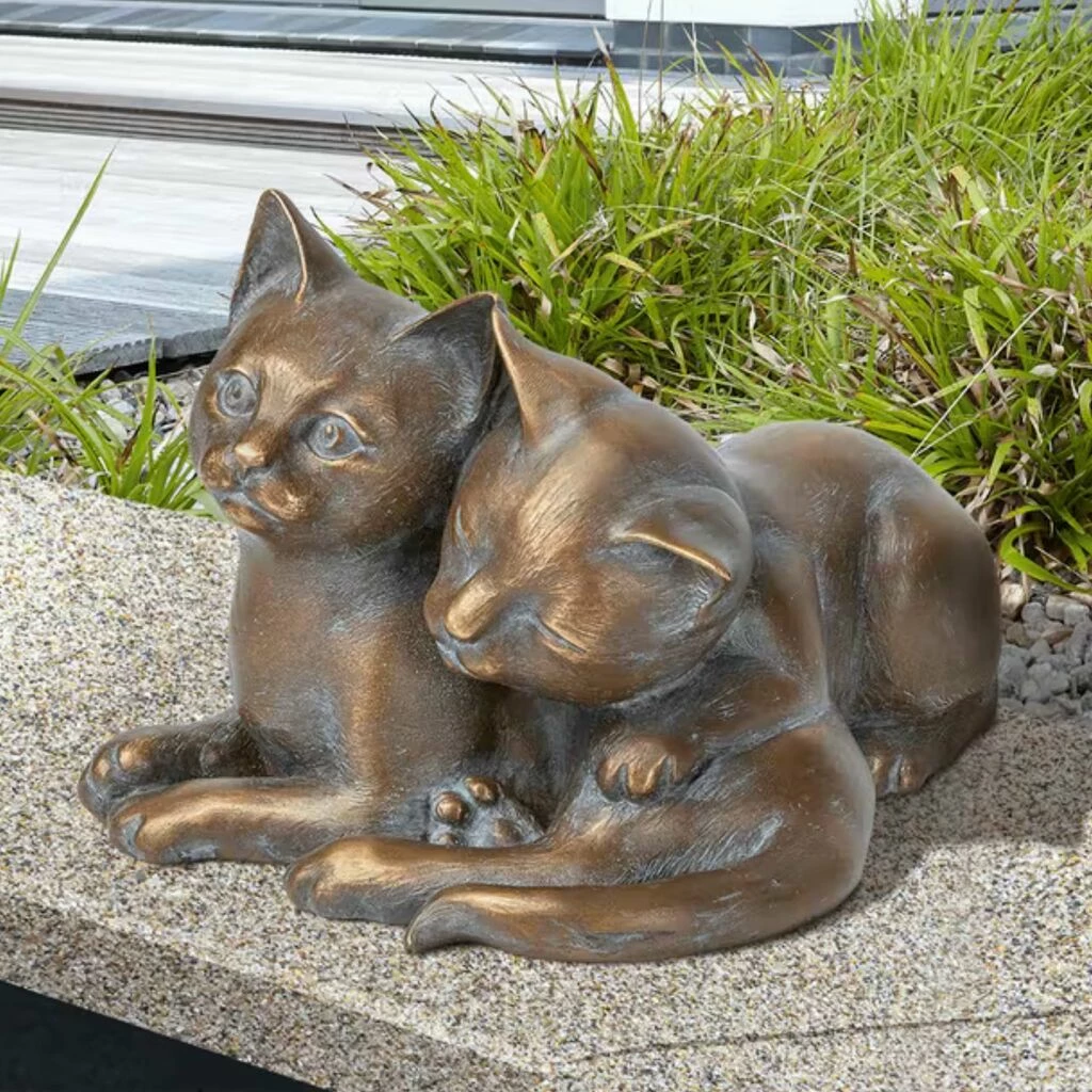 Bronze Garten Katzenskulptur - Liegende Katzenwelpen - Kätzchen 3 Bronze Garten Katzenskulptur - Liegende Katzenwelpen - Kätzchen