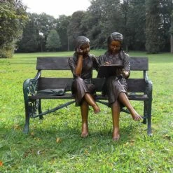 Bronze Gartenstatue Lesende Mädchen Auf Bank -Outlet GARTENTRAUM Store bronze gartenstatue lesende maedchen auf bank2