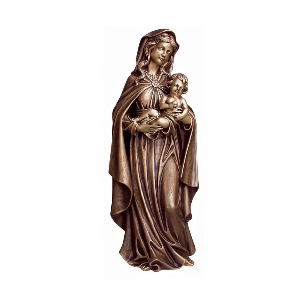 Bronze Madonnenfigur Mit Kind Für Den Garten - Madonna Aya 2 Bronze Madonnenfigur Mit Kind Für Den Garten - Madonna Aya