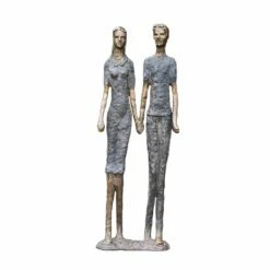 Bronze Paar Gartensttatue - Hände Haltend - Spazierende