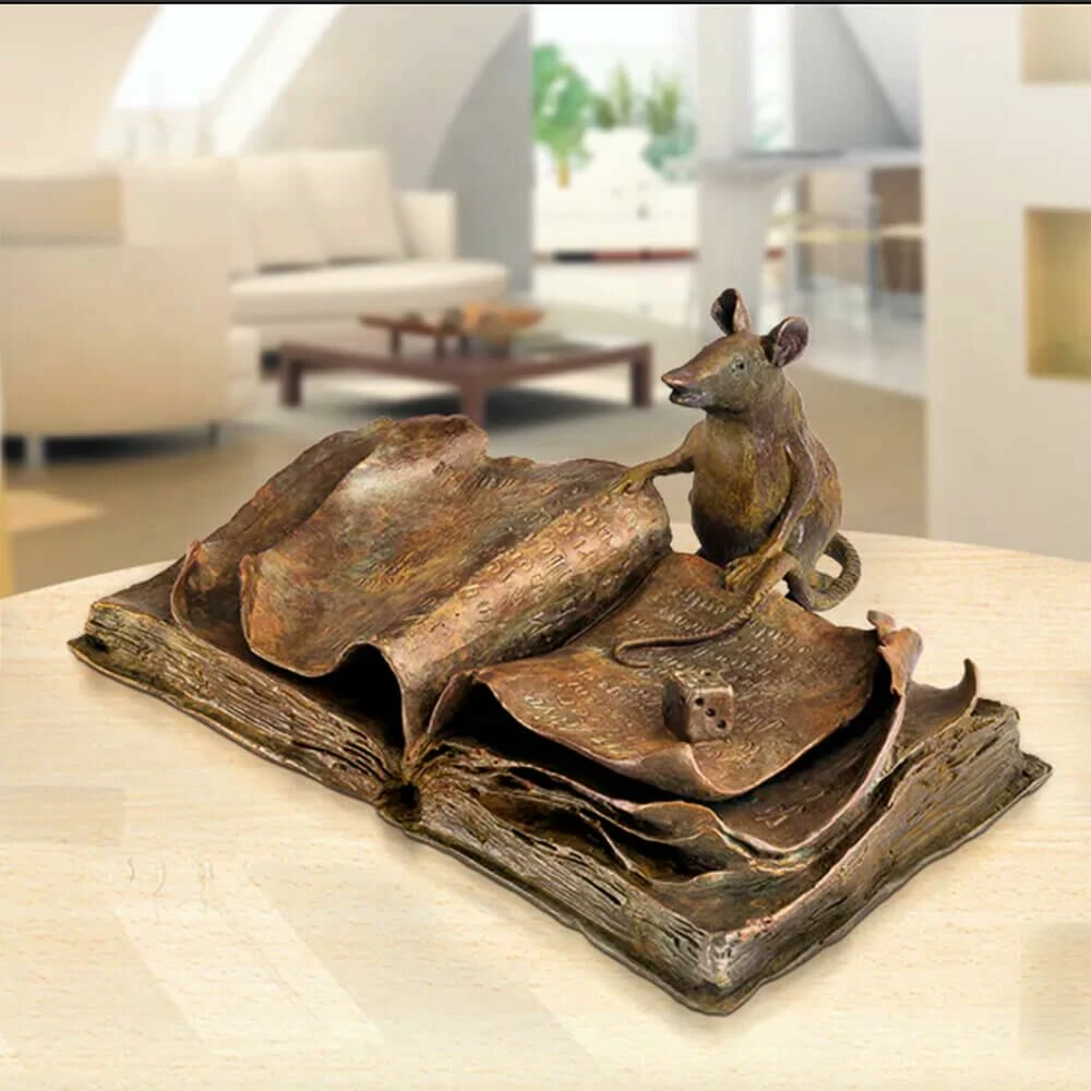 Bronzebuch Mit Maus - Limiterte Tierskulpturen - Le Rat De Bibliothèque 3 Bronzebuch Mit Maus - Limiterte Tierskulpturen - Le Rat De Bibliothèque
