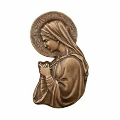 Bronzerelief Als Wanddeko - Madonna Betend - Marienrelief Links