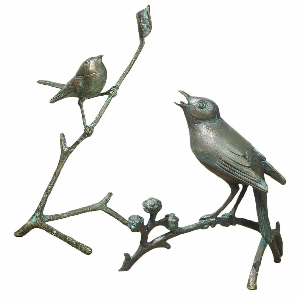 Bronzeskulpturen Singvögel Set Mit Patina - Singvögel Set 3 Bronzeskulpturen Singvögel Set Mit Patina - Singvögel Set