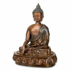 Buddha Garetnskulptur Mit Handgeste Erdberührung Aus Bronze - Buddha Sakyamuni