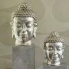 Buddha Kopf Aus Polystone - Silber - Indoor - Lemlem