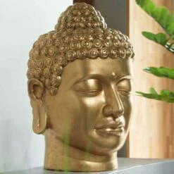 Buddha Kopf - Deko Aus Polystone - Gold - Indoor - Abud