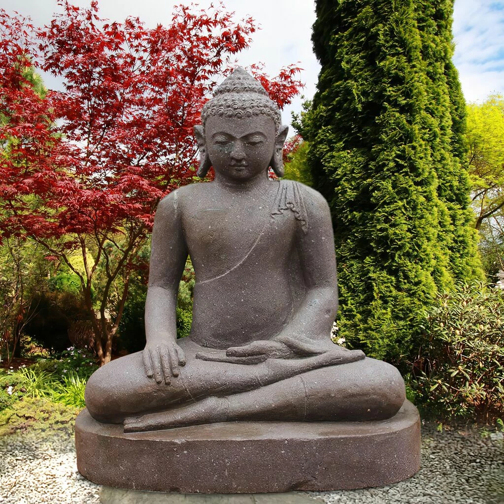 Buddha Sitzend Aus Naturstein - Junko 3 Buddha Sitzend Aus Naturstein - Junko