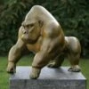 Deko Bronzestatue Gorilla Mit Patina - Gorilla Armos
