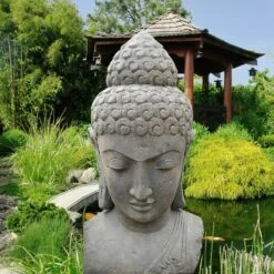 Deko Buddha Kopf Aus Lavastein - Shama -Outlet GARTENTRAUM Store deko buddha kopf aus lavastein shama2