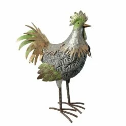 Deko Henne Aus Metall Für Den Garten - Grün & Gold - Nohea