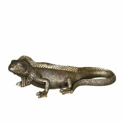 Echse Als Figur Aus Polystone - Gold - Indoor - Leguan