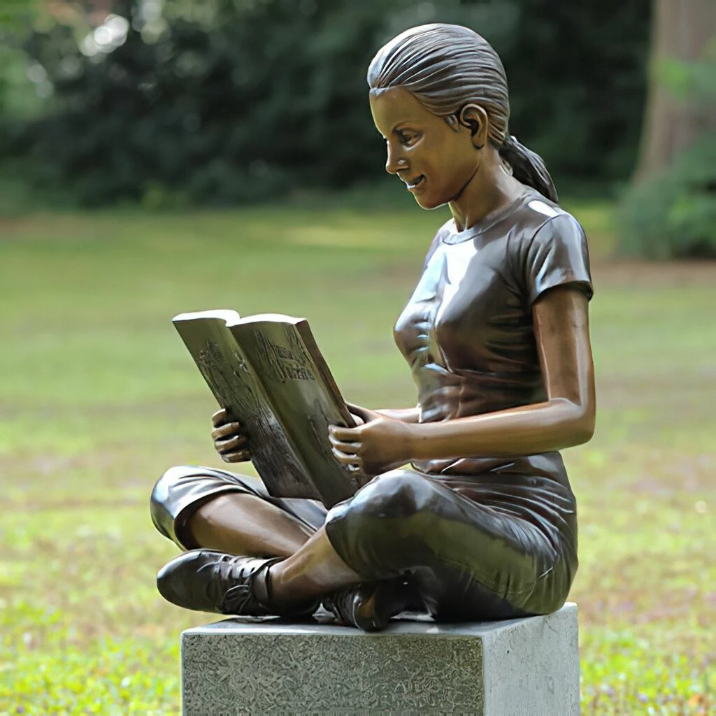 Edle Bronzeskulptur - Lesendes Mädchen Mit Buch 3 Edle Bronzeskulptur - Lesendes Mädchen Mit Buch