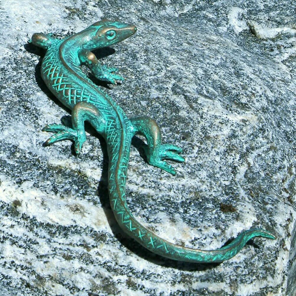 Eidechsenskulptur Aus Bronze Mit Patina - Eidechse 3 Eidechsenskulptur Aus Bronze Mit Patina - Eidechse