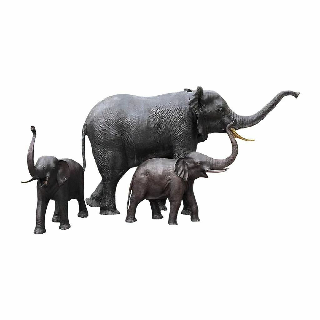 Elefant Und 2 Jungtiere Als Bronzeskulpturen - Elefanten Samino 3 Elefant Und 2 Jungtiere Als Bronzeskulpturen - Elefanten Samino