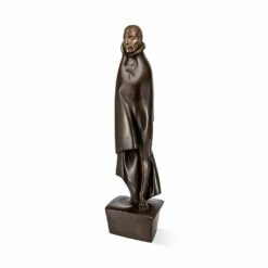 Elegante Bronzefigur Eines Mannes In Dunkelbraun - Mensch Mit Mantel
