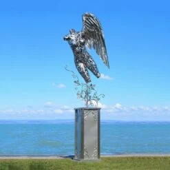 Engel Torso Mit Podest Aus Metall Im Floralen Design - Volantini