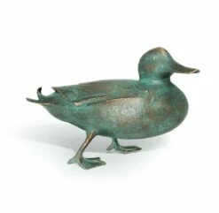 Enten Vogelfigur Aus Bronze Mit Grüner Patina - Ente