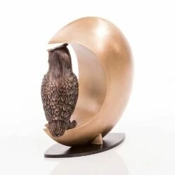 Eule Mit Mondsichel - Limitierte Bronzegussskulptur - Nachteule -Outlet GARTENTRAUM Store eule mit mondsichel limitierte bronzegussskulptur nachteule2