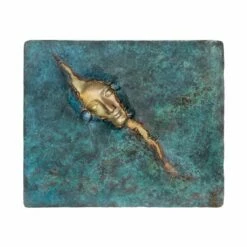 Farbiges Bronze Wandrelief Mit Gold-Kopf - Limitiert - Relief Metamorphose