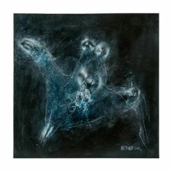 Frau Auf Pferd - Limitiertes Wandrelief Aus Bronze - Blau - Relief Attilas Frau