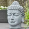 Gartendeko Buddha Kopf Aus Polystone - Zement Optik - Apricale -Outlet GARTENTRAUM Store gartendeko buddha kopf aus polystone zement optik apricale