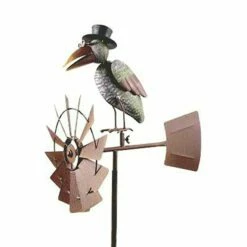 Gartendeko Windrad Rabe Mit Hut Aus Metall - Braun, Grün - Jakob