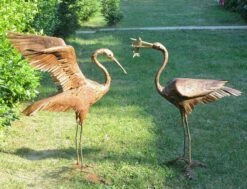 Gartenfigur Metall - Reiher Mit Fisch - Egretta -Outlet GARTENTRAUM Store gartenfigur metall reiher mit fisch egretta3