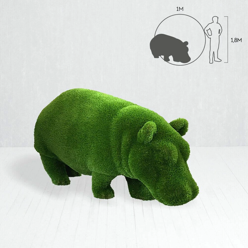 Gartenfigur Nilpferd - Topiary - Wetterfest - Grün - Naemi 3 Gartenfigur Nilpferd - Topiary - Wetterfest - Grün - Naemi