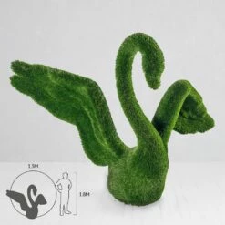 Große Gartenskulptur Schwan - GFK & Kunstrasen - Sasuke