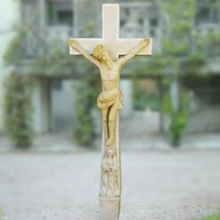 Großes Stein Kreuz Mit Jesus Figur - Jesus Cruzifix