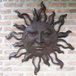 Großes Wand Sonnenrelief Aus Bronze - Sonne Soa