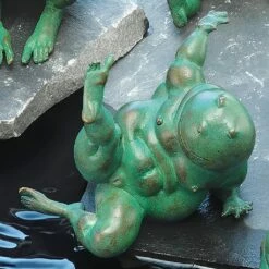 Grüne Froschskulptur Aus Bronze - Wetterfest - Emma