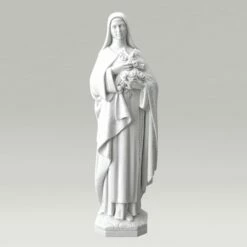 Heilige Maria Gartenstatue Mit Blumen - Marmorguss - Madonna Stella