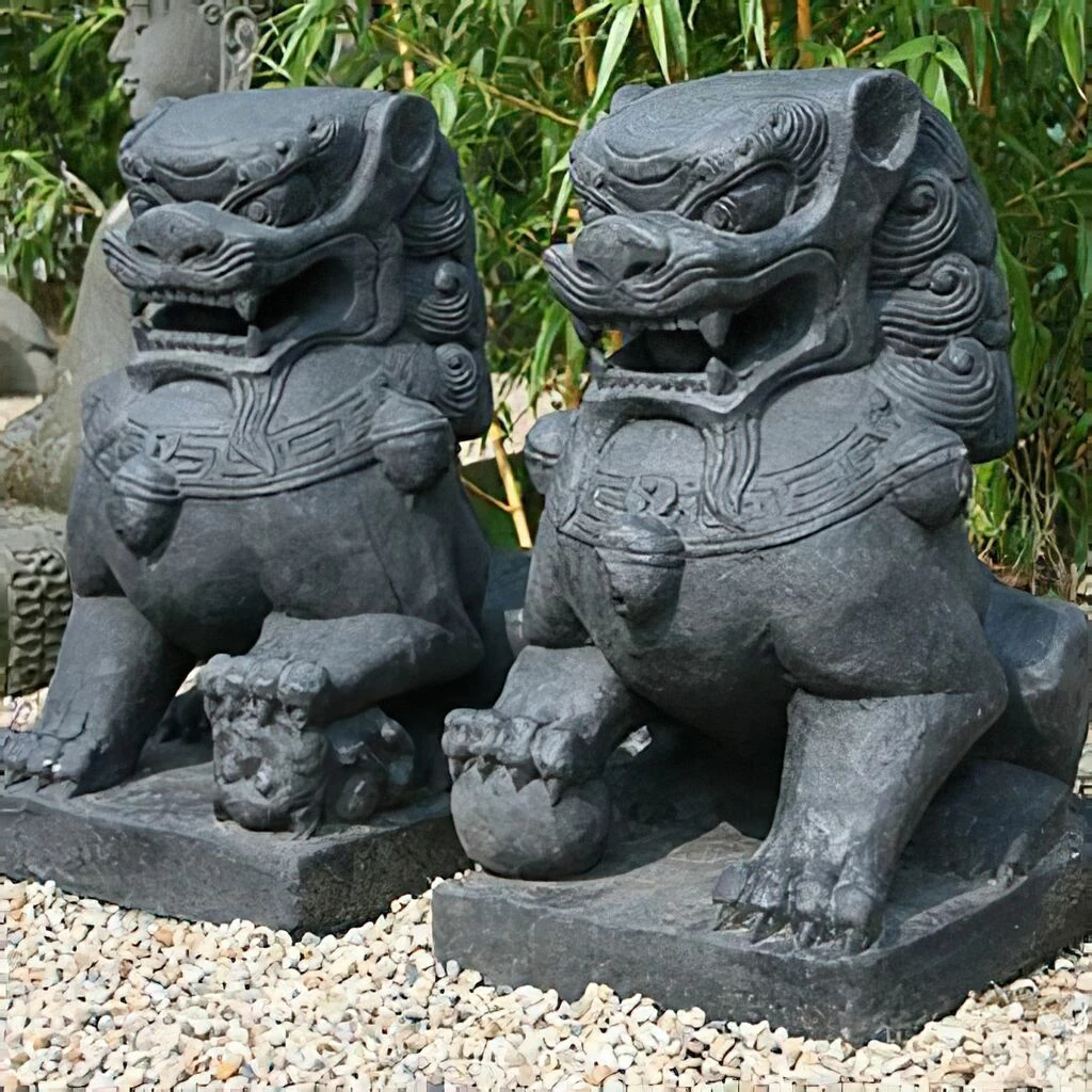 Hochwertige Asiatische Steinlöwen - TeQiang 3 Hochwertige Asiatische Steinlöwen - TeQiang