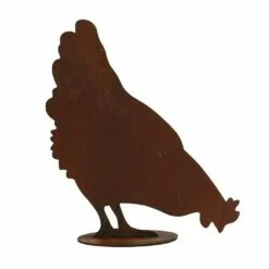 Huhn Sucht Futter - Eisen Vogelskulptur Für Den Garten - Huhn Brigitte