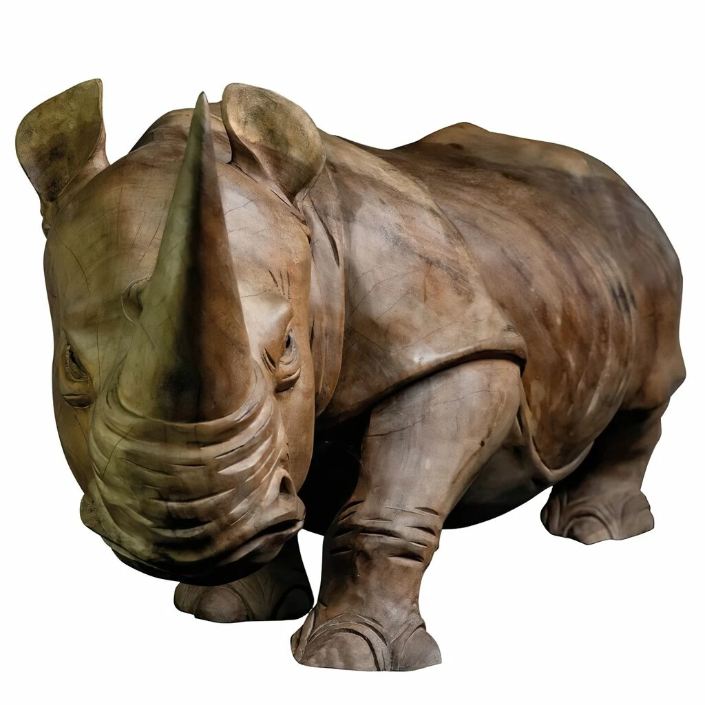 Imposante Nashorn Holzskulptur Geschnitzt In Handarbeit - Iwalani 3 Imposante Nashorn Holzskulptur Geschnitzt In Handarbeit - Iwalani