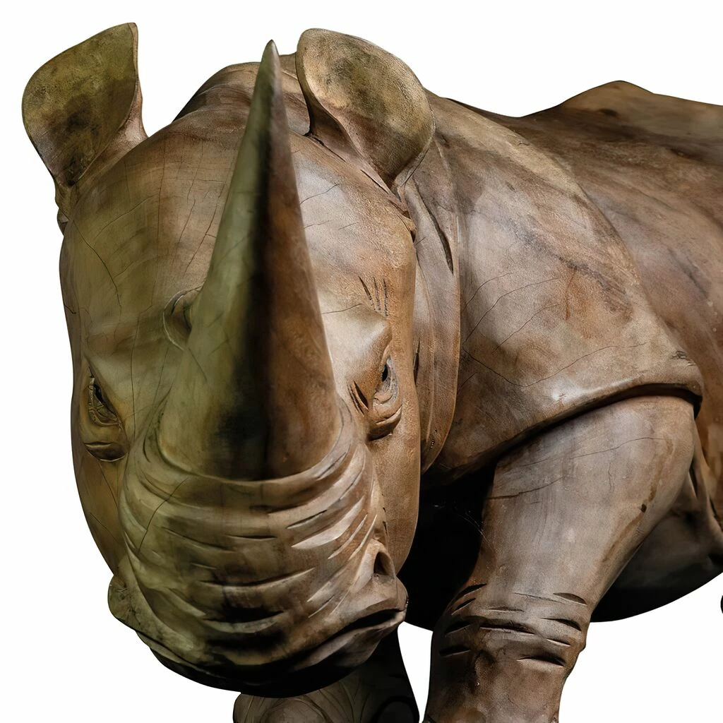 Imposante Nashorn Holzskulptur Geschnitzt In Handarbeit - Iwalani 4 Imposante Nashorn Holzskulptur Geschnitzt In Handarbeit - Iwalani – Bild 2