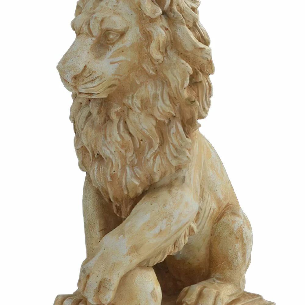 Imposanter Steinguss Löwe Mit Kugel Auf Verziertem Sockel - Rocco 4 Imposanter Steinguss Löwe Mit Kugel Auf Verziertem Sockel - Rocco – Bild 2